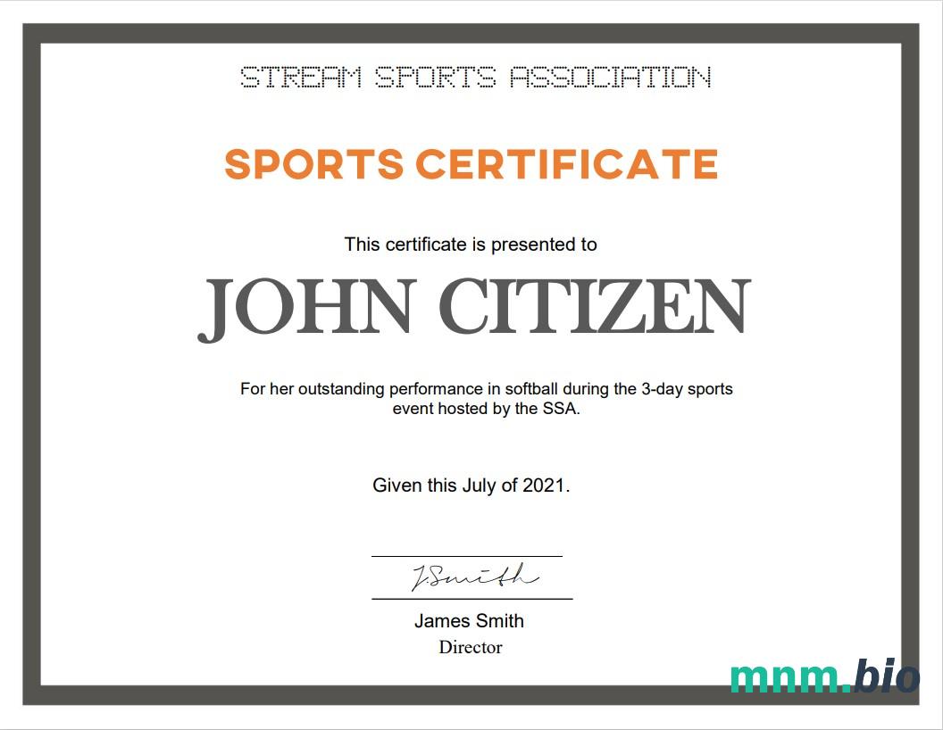 USA Sports certyfikat